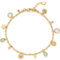 JEWELS BY LEONARDO Armband Ella • Arm-Schmuck aus goldfarbenem Edelstahl • Bettel-Armband-Look • Zylinder-Perlen mit eingehangenen Anhängern • 18-20 cm Länge • Damen Schmuck • 023544