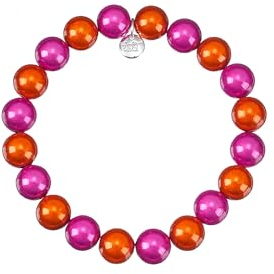 Leslii Reflective Pearls Perlen-Armband Magic 3D-Effekt (Orange-Pink Ø 10mm)