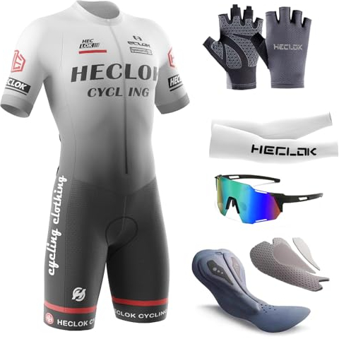 Herren Fahrrad Skinsuit,Kurzarm-Radsportanzug，Gepolstert einteilig Trisuit Bike Short Trisuit Einteiler für Wettkampf，Handgefertigter Hochdichter Schwamm in Wettkampfqualität Gepolstert (TYP-8,3XL)
