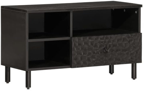 vidaXL Mueble de TV Madera Maciza de Mango Negro 80x33x46 cm