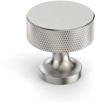 Coinkoly CK0072 Schrankknäufe, gebürstetes Nickel, für Schubladen, Kommode, gerändelt, Küche, Silber, Schrankbeschläge, 30 mm, 10 Stück