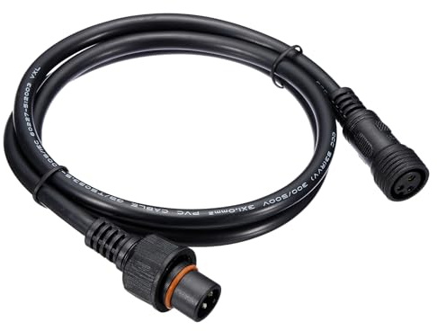 PATIKIL 3.28Ft 3 Pin Extension Cable Wire, 18AWG Waterproof IP67 Connector with Male and Female at Both Ends for LED Strips, Black