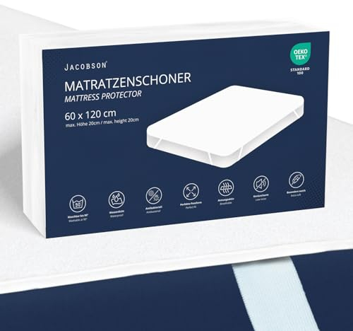 JACOBSON Matratzenschoner 60 x 120 cm - wasserdichte Matratzenauflage - atmungsaktiver Matratzenschutz (60x120cm)