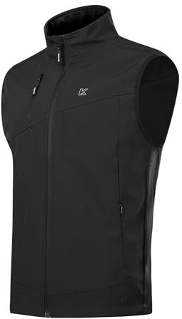 KUTOOK Gilet Uomo Invernale Antivento Fodera di Pile Gilet Trekking Uomo Smanicato in Softshell Impermeabile per Ciclismo Trekking Viaggi Corsa Golf e Vita Quotidiana