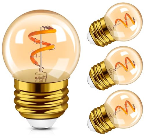Hcnew Glühbirne E27 G40 LED Edison Vintage Glühlampe Warmweiss 1W Ersetzt 10W Mini Globe Lampen Spiralfilament Dekorative Glühbirnen Ersatzbirnen 2200K Nachtlicht Tischlampen Salzlampen,4er-Pack