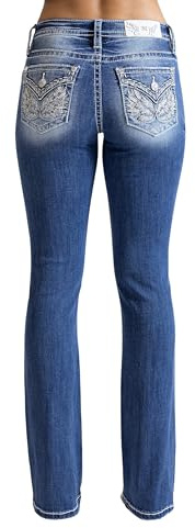 Miss Me - - 34 Low-Rise-Bootcut-Jeans für Damen, Kolorit Dark Blue, Größe: 28W x 34L