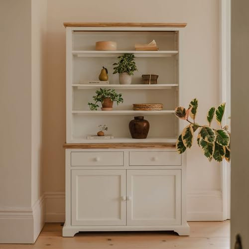 Statement Furniture Florence Display Cabinet Dresser | D42cm x W120cm x H200cm | Height Adjustable Shelves | Assembled Living Dining Room Display Cabinet (white)