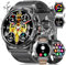LIGE Montre Connectée Homme Militaire (3 Bracelets), 1,43 AMOLED Montre Sport,Smartwatch Noire avec 120+ Modes Sportifs/Étanchéité IP68/Fréquence Cardiaque/Compteur,Montre Homme pour iOS et Android