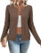 Arach&Cloz Cardigans for Women UK Lightweight Crew Neck Casual Spring Summer Ladies Sweaters Coffee M