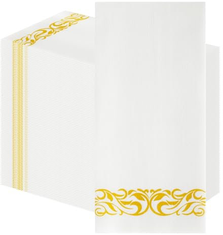 PHUNAT Einweg-Handtücher, Airlaid-Qualität, Papierservietten, Gästehandtücher, weiße Papierhandtücher für Küche, Bad, Party, Hochzeit, Abendessen, Veranstaltungen, 43 x 30 cm, 100 Stück