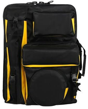LVUNZJCA Malbretttasche 4K Zeichenbrett Umhängetasche Maltasche Großer Reißverschluss Skizzieren Kunstetui(Gelb)