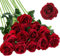 EnixwH 12Pcs Rosen Künstliche Blumen Kunstblumen Deko, 52 cm Realistische Langstielige Künstliche Rosen Seide Kunstrose für Hochzeitsdeko Brautsträuß Heiratsantrag Geburtstag Decor (Weinrote Farbe)