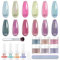 EODCI 6 Farben Dipping Powder Nails Set, Dip Pulver Nagel Starter Kit Farbwechsel Dip Nails Powder Acryl Nail Chamäleon Puder Glitzer mit Aktivator Basis-/Decklack für Nails Art Maniküre DIY Salon