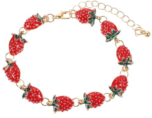 VALICLUD Fruchtarmband Partytüten-lollies Perle Goldene Armbänder Für Frauen Böser Blick-charm Erdbeer Schmuck Gefriergetrocknete Erdbeeren Nagel Charms Goldene Anhänger Stand Zinklegierung