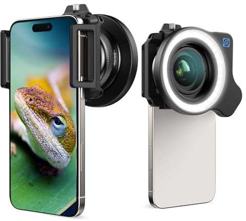 10-20x Zoom-Makroobjektiv-Set mit Fülllicht für Smartphones,Makro-Telefonobjektiv mit universellem Objektivclip,HD-Makrofotografieobjektiv für iPhone und Android-Telefone