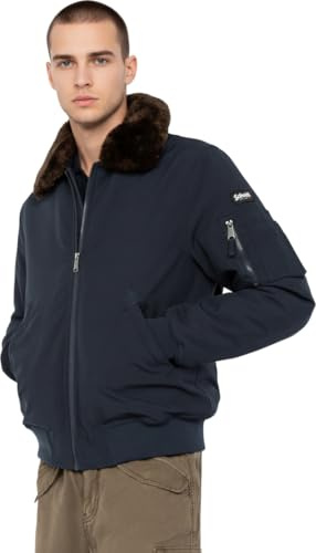 Schott NYC Giacca Scollo Pelliccia Schott Airlines Navy-Marrone, blu, M