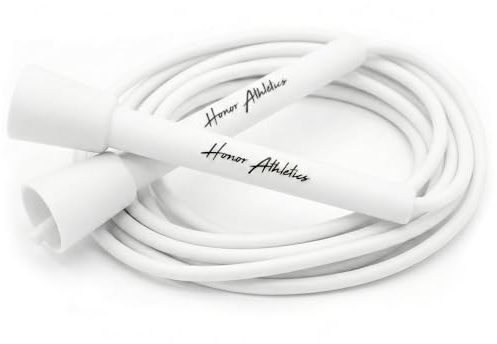 HONOR ATHLETICS Speed Rope, Skipping Rope - Best for Double Under, Boxing, MMA, Cardio Fitness Training Condition - Jump Rope (White, 11 ft rope – (Fits users over 6'3))