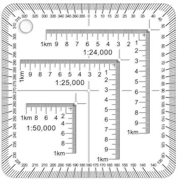 WAZUBC Portable Coordinate Ruler, Coordinate Scale Map Reading And Protractor Template for Tactical Signs Map Protractor for Accurate Surveying And Mapping Tasks (Style J)