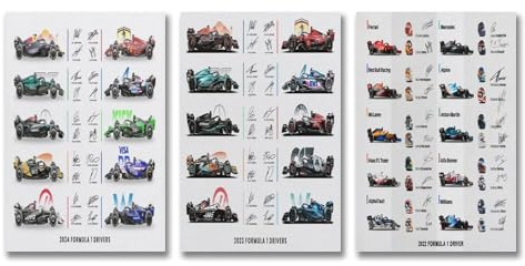 hoxaooi A Set Of 3 F1 Formel Signiert Autogramm Car Poster Für Zimmer, Ästhetische Leinwand-Wandkunst, Schlafzimmer-Dekor Poster 08x12inch(20x30cm)-3pcs