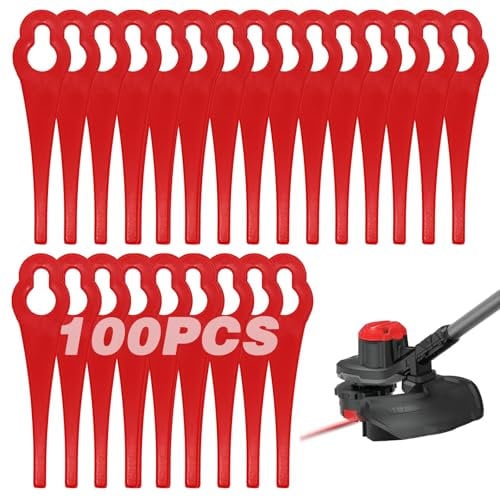 100 Pcs Plastic Grass Trimmer Blades, Cordless Strimmer Blades 85 mm Lawn Mower Cutting Blades Garden Mower Replacement Blades for Einhell Grass Strimmer-Red
