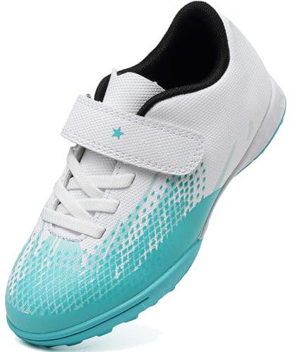 Lvptsh Boys Girls Football Boots Kids Astro Turf Trainers Soccer Shoes Indoor Outdoor School Professional Football Competition Sneakers,WhiteGreen,EU36