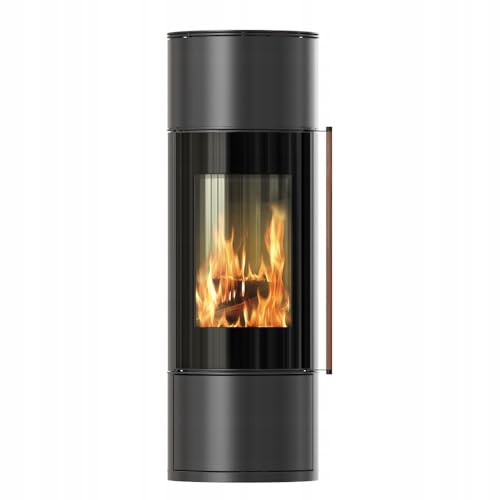 KRATKI Kaminofen aus Stahl Holzofen Ambler 7kW Panorama Ø150 BImSchV 2 | Freistehend aus Stahl, schwarz, 81,5% Wirkungsgrad, raumluftunabhängig, Ecodesign, EEK A+, Glasfront, Aschekasten