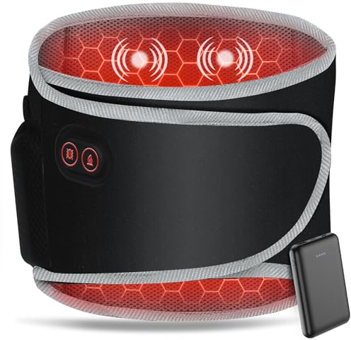 Arlierss Wärmegürtel Rücken mit 5000mAh Akku, Elektrisches Heizgürtel Kabellos mit Abschaltautomatik, Gurt Verstellbare Riemen Heizkissen mit 3 Heizstufen & 3 Massagemoden zur Schmerzlinderung