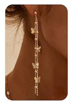 PRTGL Hängende Ohrringe - 14K Vergoldet/Rosévergoldet/Weißgoldfarben vergoldet Silber Lange Hängeohrringe Damen, Zirkonia,Perlen Schmetterlings,Herz,Stern,Vierblättriger Klee Ohrringe