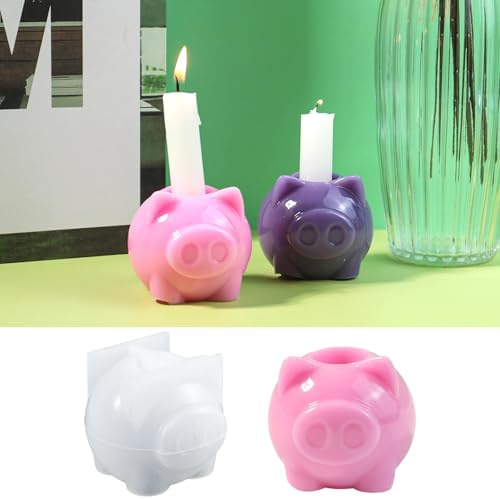 Silikonformen Gießformen,Silikonform Schwein Kerzenhalter,Kerzenständer Kunst Heimdekoration,zum Gießen von Kerzenhalterform,Heimdekoration,Desktop-Ornamente