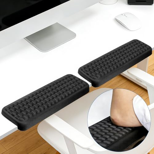 L-förmige Schreibtisch-Armauflage, 2erSet mit Memory-Schaum-Handgelenk-und Ellbogenauflage, ergonomische Armstütze für Tischkante, abnehmbar, rutschfest–Schwarz