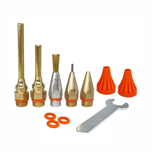 11 PCS Hot Glue Gun Nozzle Set, Brass Anti Drip Nozzles with Heat Resistant Cover, Long & Precision Tips for Crafts DIY Repair, Fits for 11mm Glue Sticks