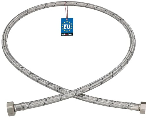 KOTARBAU® Flexschlauch 1/2“ x 3/8“, Wasserschlauch, Panzerschlauch 120 cm | Anschlussschlauch für Armatur, Schlauch Für Wasserhahn, Edelstahlummantelt, Silber