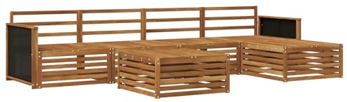vidaXL Outdoor-Sofagarnitur 6 pcs Natur 79 x 79 x 37 cm, Patio-Sofa, modernes Eckset, wetterfester Gartenlounge, Bequeme Terrassenplätze für entspannte Zeiten