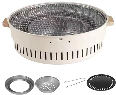 Portable Grill Charcoal, Dual-mode Korean Bbq Grill Set - Outdoor Grills & Smokers With Net & Frying Pan For Indoor/outdoor Use, Charcoal Grills