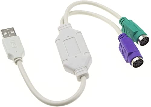 CABLEPELADO Cavo Convertitore PS2 a USB | Adattatore per Tastiera e Mouse | Interruttore KVM | 15 cm | Bianco