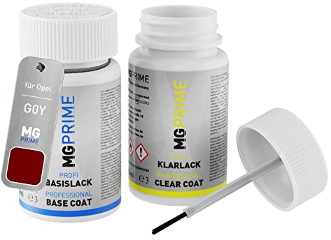 MG PRIME Autolack Lackstift Set für Opel G0Y / 50W Rioja Red Metallic/Rouge Braun Metallic Basislack Klarlack je 50ml