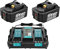 FengBP®Ersatz Makita DC18RD DC18RC DC18RA Doppel-Schnellladegerät 4A mit 2X Akku 18V 5.0Ah für Makita Rasentrimmer 18Volt DUR181Z DUR182LZ DUR 181 BUR181Z DUR364LZ DUR361UZ DUR365UZ DLM431Z Akku
