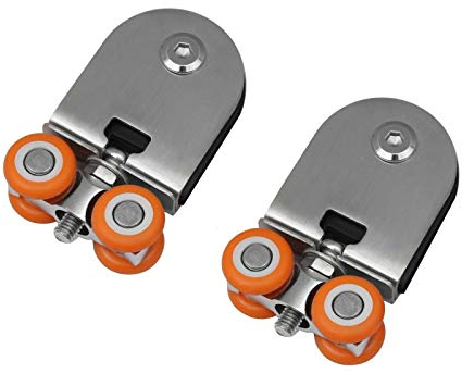 Schiebetürbeschlag aus Edelstahl für Glasschiebetüren passend für 20mm Laufschiene Paarpreis