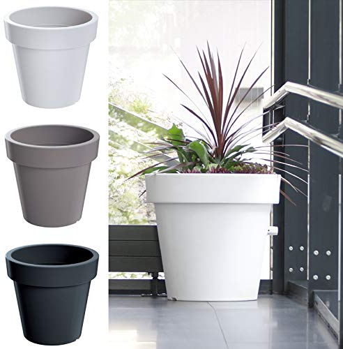 Blumentopf Blumenkübel Rund Pflanzkübel Pflanztopf Übertopf Lofly Größen & Farben wählbar (400 Weiß)