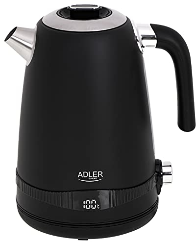 Adler Bouilloire AD 1295b SS noir satiné 1,7L avec écran LCD et régulation de température