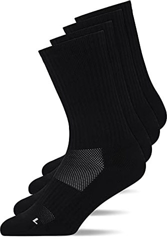 Snocks Hohe Kompressions Laufsocken 4 Paar - Funktionssocken Herren Damen - Atmungsaktive Tennissocken - Sportsocken ohne Verrutschen - Gemütlich und weich - Gr. 43-46 - Farbe Schwarz