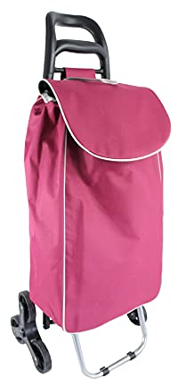 Einkaufstrolley mit 6 Rollen 35 Liter Fassungsvermögen Treppensteiger abnehmbare Tasche Trolley Einkauf Tasche Einkaufen Treppen (Bordeaux rot)