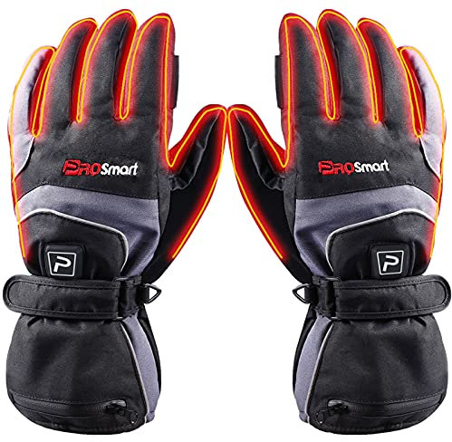 PROSmart Heated Gloves Rechargeable Electric Heating Glove - Thermal Warming Gloves with 4400mAh Battery for Men Women Outdoor Skiing Cold Winter Hiking Hunting (M, Blue-Black)