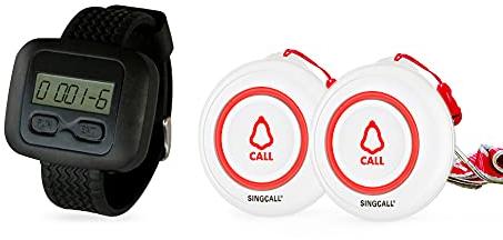 SINGCALL Caregiver Pager Drahtloses SOS-Ruftastensystem Schwesternruf-Alarm-Pager-System für ältere Menschen/Patienten/Deaktivierte 1 mobiler Empfänger 2 Anruftasten