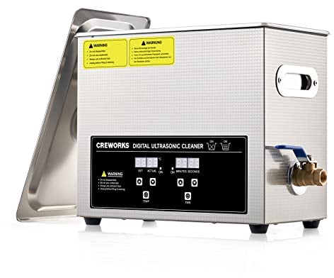 CREWORKS Ultraschallreinigungsgerät 6L mit Degas- und Sanftmodus Ultraschallgerät Ultraschallreiniger mit Innenkorb, Heizung und Digital Timer für Brillen, Schmuck, Zahnprothesen, Uhren und Münzen