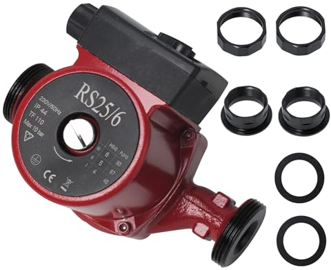 Warmwasser-Zirkulationspumpe RS25 / 6-180, Druckpumpe für Umwälzpumpen im Haushalt, dreistufig regelbar, für Heizung und Warmwasser von Poweka