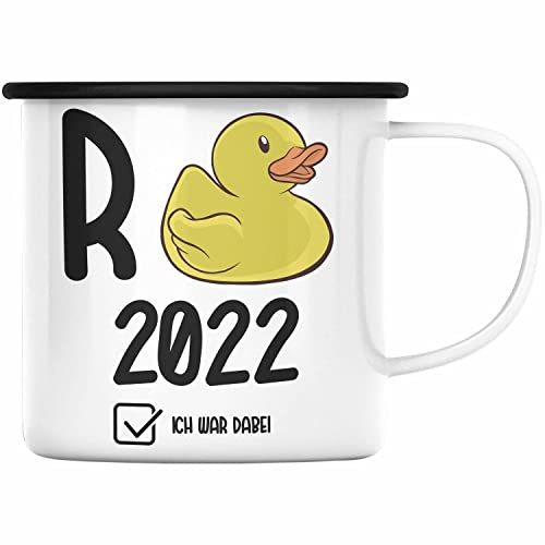 Trendation - Rente Emaille Tasse 2022 Spruch R Ente Ruhestand Rentner Geschenk Rentnerin Emaille Emaille Tasse Renteneintritt (Schwarz)