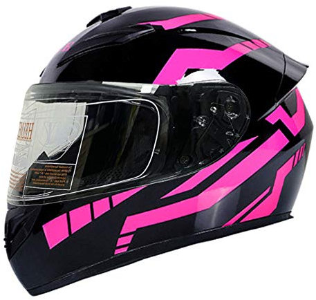 RUTXE Unisex-Erwachsene Motorradhelm DOT Rollerhelm Sturzhelm für Männer & Frauen Tägliches Pendeln (schwarz-rosa Streifen) (B,55~56cm M)