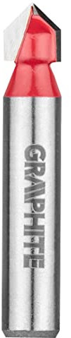 GRAPHITE Fraise à rainurer V/U, plaque de carbure (HM), diamètre 8/25,4/3,97 mm, diamètre de la tige 8 mm, pour bois, panneaux de particules, MDF, contreplaqué (fraise en V, 8 x 8 x 8 x 8 mm)