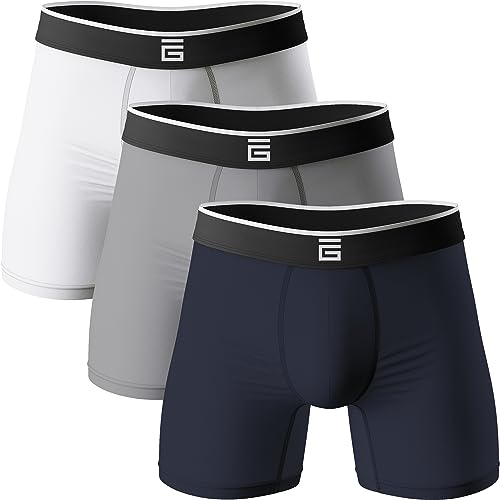 Giovici Mens Boxers Bamboo Anti Chafing Soft Comfortable Boxer Briefs Longer Leg - Boxer Shorts Multipack - Moisture Wicking Technology (3 Pack, Multi, M)